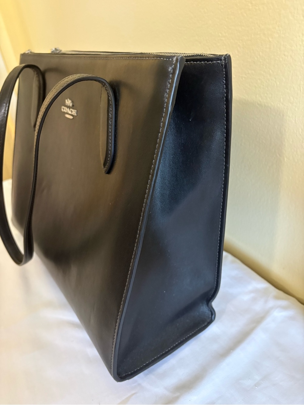 Coach Black Leather Laptop Tote Work Bag EUC - Picture 3 of 7